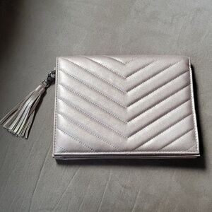 Neiman Marcus Faux Leather Metallic Clutch